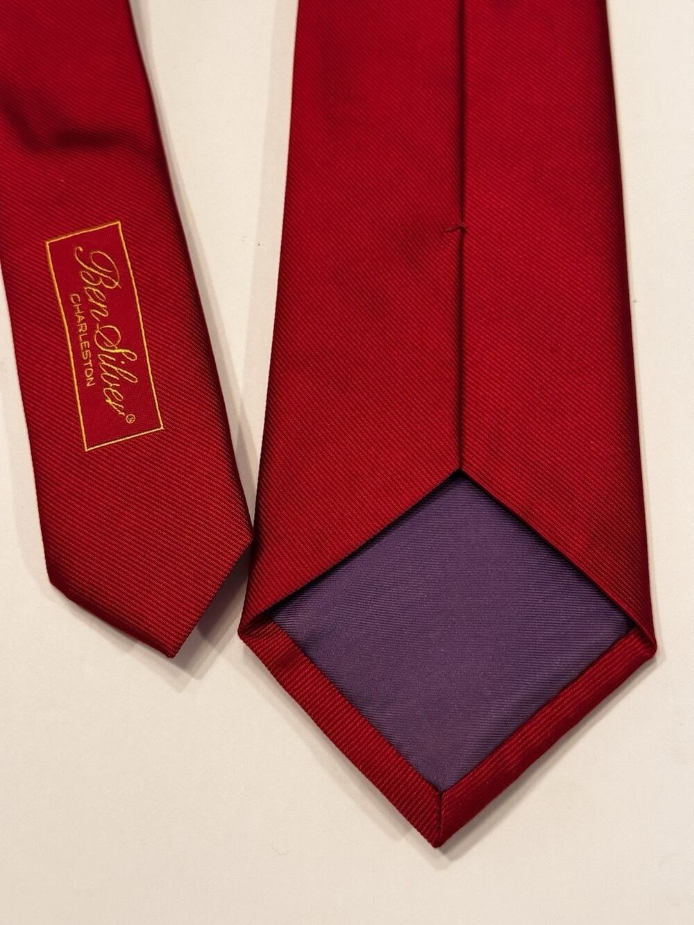 Ben Silver Charleston Solid Red Silk Power Tie